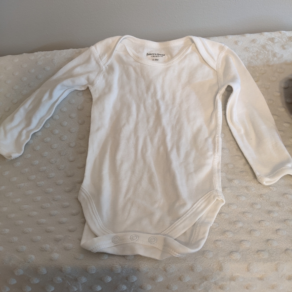 White long sleeve onesie, 3-6 month by Burt's Bees